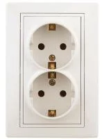 Розетка СП Plano 2х2P+E Schuko 1-205-02 16А-250В IP20 сл. кость Intro Б0027616