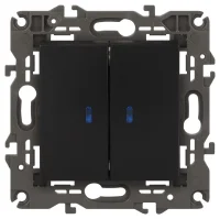 Выключатель 2-кл. СП Elegance 14-1105-05 10А IP20 250В 10AX с подсветкой механизм антрацит Эра Б0034241