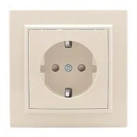 Розетка 1-м СП Минск 16А IP20 с заземл. защ. шторки беж. EKF ERR16-028-200