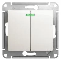 Выключатель 2-кл. СП Glossa 10А IP20 (сх. 5а) 10AX с подсветкой механизм перламутр. SE GSL000653