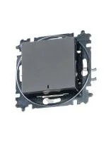 Выключатель 1-кл. СП Levit IP20 с подсветкой сталь/дым. черн. ABB 2CHH590146A6069