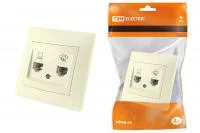 Розетка телефонная RJ11 + компьютерная RJ45 сл. кость "Лама" TDM