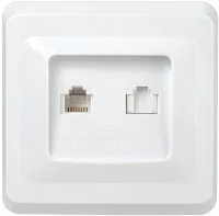 Розетка компьютерная + телефонная 2-м СП Вега РК/Т12-ВБ RJ45 + RJ11 бел. IEK EIV20-K01-DM