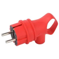 Вилка угловая VX12-R-IP44 16А IP44 с заземл. с кольцом каучук красн. Эра Б0069324