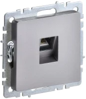 Розетка компьютерная СП RJ45 кат.5E BRITE РК10-БрС сталь IEK BR-K10-1-K46