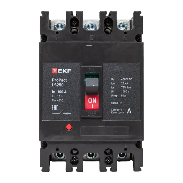 Выключатель автоматический 3п 100А 25кА LS250 ProPact EKF mccb-250-25-3-100-ls