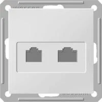 Розетка компьютерная + телефонная 2-м СП W59 RJ45 + RJ11 кат.5E механизм бел. SE RSI-251TK5E-1-86