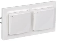 Розетка с крышкой Brite 16А IP44 РСбш10-3-44-БрБ бел. в сб 2шт IEK BR-R16-16-44-2-K01-F-PRO