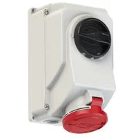 7525-6 PCE Розетка настенная 32А/400V/3P+N+E/IP44, с выключателем и блокировкой