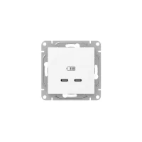 Розетка 2-м СП Эпика USB-C механизм бел. EKF UP1-SOW-2USBC