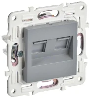 Розетка компьютерная двойная RJ45 кат.5E SKANDY SK-K03Gr сер. IEK SK-K20-1-K03