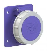 3722f87v PCE Розетка встраиваемая 32А/24V/2P/IP67, фланец 75х85, никелированные контакты