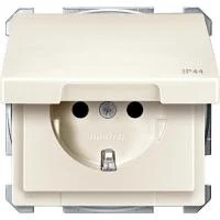 Розетка 1-м СП Merten Aquadesign 16А IP44 с крышкой механизм беж. SchE MTN2414-4044
