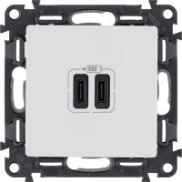 Устройство зарядное Valena Life с 2-мя USB-разъемами тип C-тип C 240В/5В 3000мА с лиц. панелью бел. Leg 753107