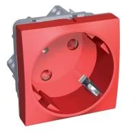 Розетка 1-м СП 2мод. Altira 45 16А IP20 250В 2P+E с заземл. защ. шторки механизм красн. SchE ALB45283