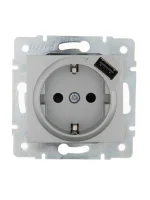 Механизм розетки 1-м СП KARINA 16А с з/к + USB разъем серебро мат. LEZARD 707-4388-181