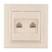 Розетка компьютерная + телефонная 2-м СП Минск RJ45 + Phone беж. EKF ERK00-135-20