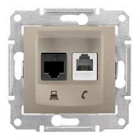 Розетка компьютерная + телефонная 2-м СП Sedna RJ45 + RJ11 кат.5E UTP неэкранир. механизм титан SchE SDN5100168