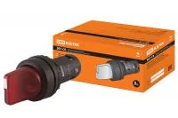 Переключатель на 3 положения с фиксацией SB7-CK3465-220V короткая ручка(LED) d22мм 1з+1р красный TDM