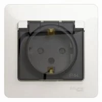 Розетка 1-м СП Glossa 16А IP44 с заземл. защ. шторки с крышкой в сборе перламутр. SE GSL000648