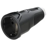 2520-sw PCE Розетка кабельная 16A/250V/2P+E/IP20 резиновый корпус черная