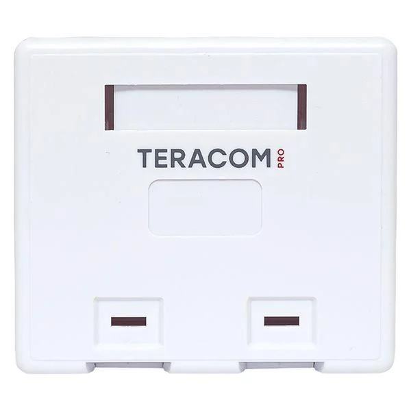 Корпус розетки настенной на 2 модуля Keystone со шторками и маркерами бел. TERACOM PRO EKF TRP-EBOX-2KSTN-WH