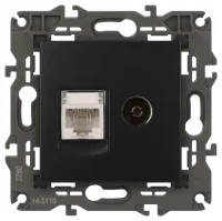 Розетка компьютерная + телевизионная 2-м Elegance 14-3110-05 RJ45 + TV IP20 механизм антрацит Эра Б0034318