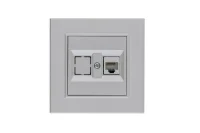 Розетка компьютерная CAT 5+гнездо Karea LINE STAR жемчуж. Makel 86100035