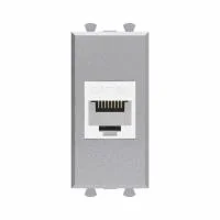 Розетка компьютерная 1мод. Avanti "Закаленная сталь" RJ45 кат.6A без шторок модульная механизм DKC 4404671