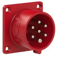 617-6v Вилка встраиваемая 16A/400V/6P+E/IP44, фланец 70x70, никелированные контакты