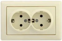 Розетка 2-м СП Bolero РС21-1-0-БК 16А IP20 с заземл. механизм крем. IEK ERB21-K33-16