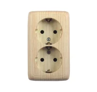 Розетка 2-м ОП Альфа 16А IP20 250В с заземл. с изолир. пластиной сосна HEGEL РА16-153-02