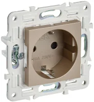 Розетка SKANDY 16А с заземл. защ. штроки б/к SK-R06Sh шампань IEK SK-R14-16-1-K37
