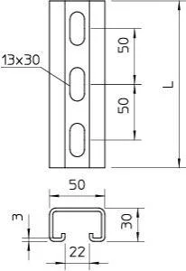 Рейка профильная 50х30 L500 CPS 5 L 500 FT OBO 1121405