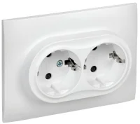 Розетка 2-м SKANDY 16А с заземл. защ. штроки в сборе SK-R07W арктич. бел. IEK SK-R24-16-K01-F