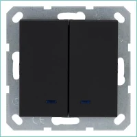 Выключатель 2-кл. 10А IP20 с подсветкой механизм черн. матовый soft touch Jasmart G3023NPB
