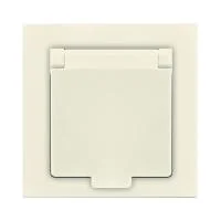 Розетка 1-м СП Афина 16А IP20 с заземл. с крышкой в сборе сл. кость (ivory) Universal A0029-I