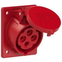 414-6 PCE Розетка встраиваемая наклонная 16А/400V/3P+E/IP44, фланец 70x85