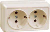 Розетка 2-м ОП Октава РС22-3-ОКм 16А IP20 с заземл. крем. IEK ERO21-K33-16-DC