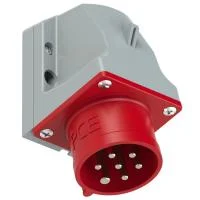 527-6v PCE Вилка настенная 32А/400V/6P+E/IP44, никелированные контакты