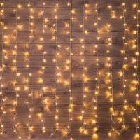 Гирлянда светодиодная "Светодиодный Дождь" 2х3м 240LED тепл. бел. 12Вт 230В IP20 свечение с динамикой провод прозр. Neon-Night 235-066