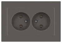 Розетка Accent 6-204-09 2х2P 16А-250В IP20 СУ AL/CU титан Intro Б0063433