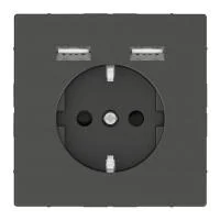 Розетка 1-м СП Merten D-Life 16А IP20 Schuko с 2-мя заряд. устройствами USB 2.4А антрацит SchE MTN2366-6034
