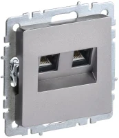 Розетка компьютерная двойная СП RJ45 кат.6 BRITE РК11-2-БрС механизм сталь IEK BR-K20-2-K46