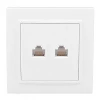 Розетка компьютерная + телефонная 2-м СП Минск RJ45 + Phone бел. Basic EKF ERK00-135-10