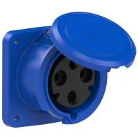 3331-6fc PCE Розетка встраиваемая 63A/230V/2P+E/IP44, фланец 100x107