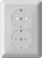 Розетка 2-м СП W59 16А IP20 с заземл. защ. шторки в сборе матов. хром SE RS16-255-58