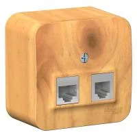 Розетка компьютерная + телефонная 2-м ОП Blanca RJ45 кат.5E + RJ11 с изолир. пластиной ясень SE BLNIA045115