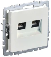 Розетка компьютерная двойная СП RJ45 кат.6 BRITE РК11-2-БрЖ механизм жемчуж. IEK BR-K20-2-K36