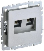 Розетка компьютерная двойная СП RJ45 кат.6 BRITE РК11-2-БрА механизм алюм. IEK BR-K20-2-K47
